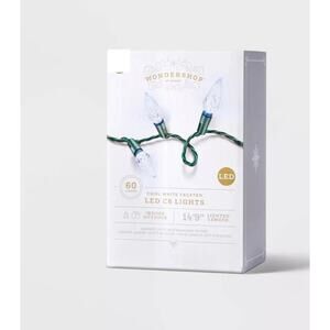 Wondershop 60 Cool White Faceted LED C6 Lights Green Wire New